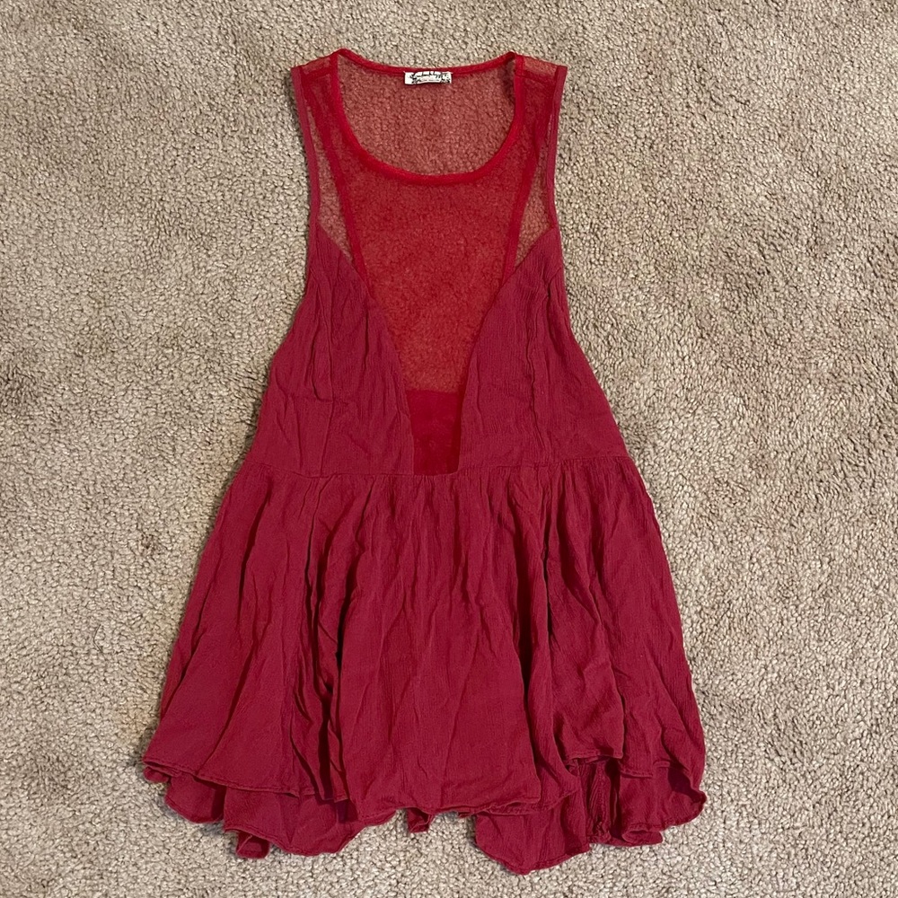 Low-cut, flowy, drop-sleeved tank with mesh back